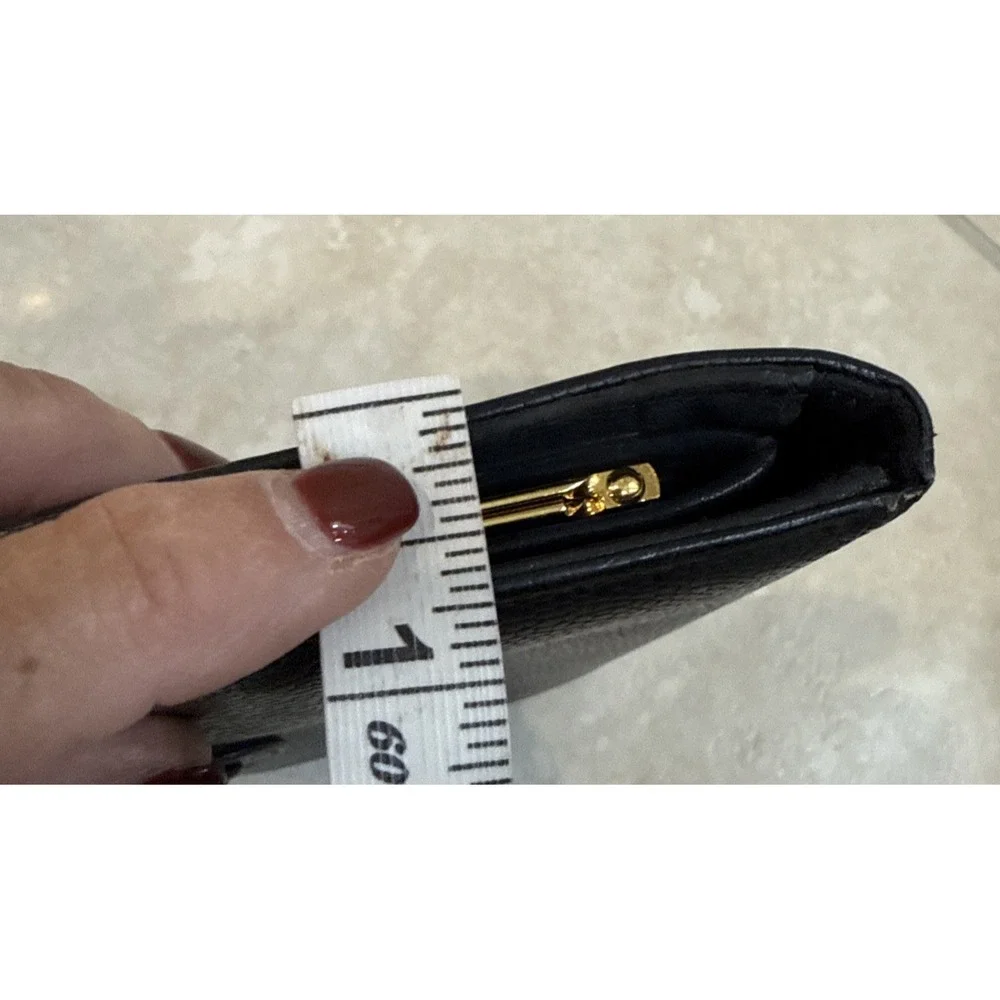 Chanel CC Logo Caviar Leather Bifold Wallet Black Gold Kiss Lock France*AS‎ IS